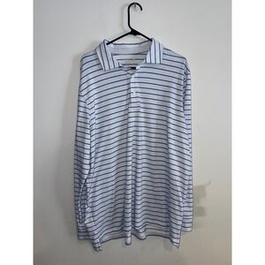 Vineyard Vines Mens Long Sleeve Polo Shirt Blue Stripe Pima Cotton Blend Size XL